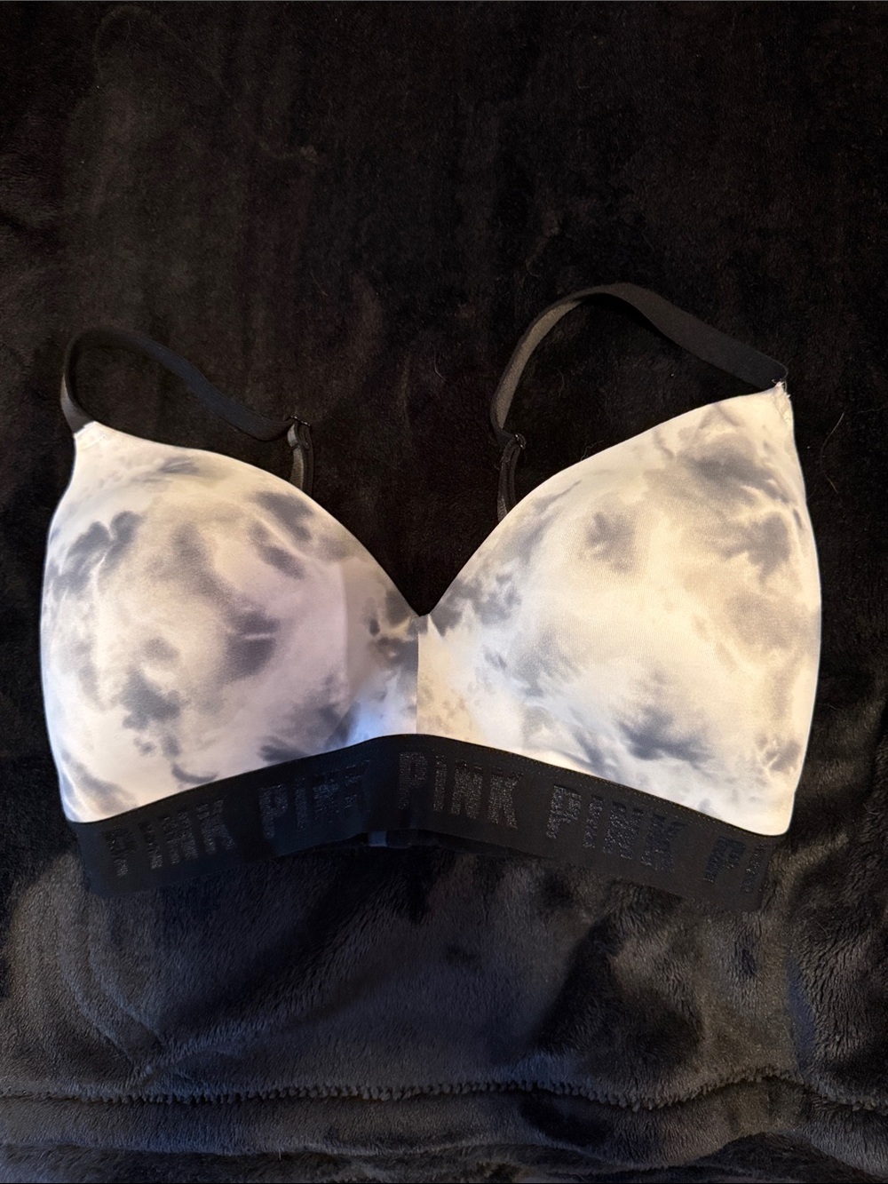 PINK Victoria's Secret Tie-Dye Lightly Lined Bra - White & Gray